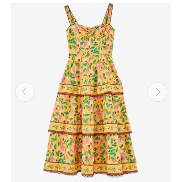 FARM Rio Dresses & Skirts - FARM Rio Yellow Floral Tiered Sundress with Pink & Green Accents